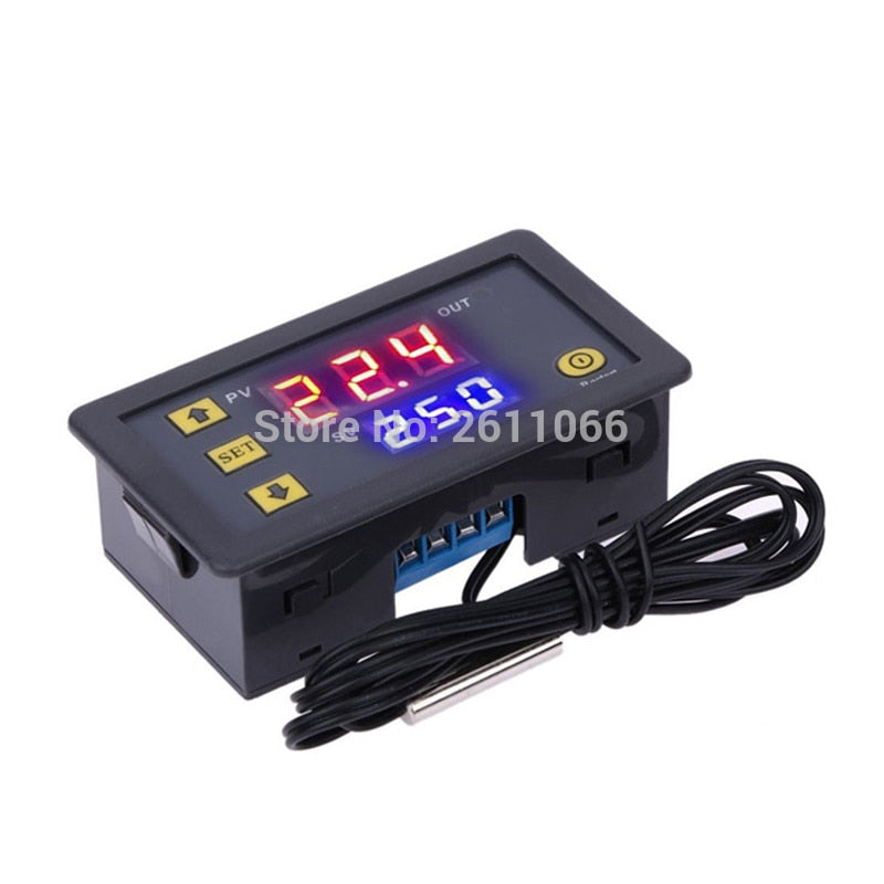 W3230 12V 24V AC110-220V Probe line 20A Digital Temperature Control LED Display Thermostat With Heat/Cooling Control Instrument