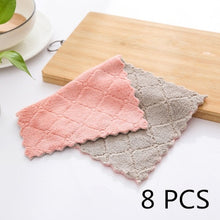 Load image into Gallery viewer, 8pcs Household Super Absorbent Microfiber Towel Kitchen Dish Cloth Non-stick Oil Washing  Rag  Tableware Cleaning Wiping Tools
