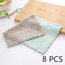 Load image into Gallery viewer, 8pcs Household Super Absorbent Microfiber Towel Kitchen Dish Cloth Non-stick Oil Washing  Rag  Tableware Cleaning Wiping Tools
