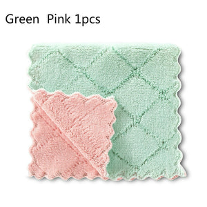 1/5pcs Is Cheaper Double-layer Absorbent Microfiber Kitchen Dish Cloth Non-stick Oil Household Cleaning Wiping Towel Kichen Tool