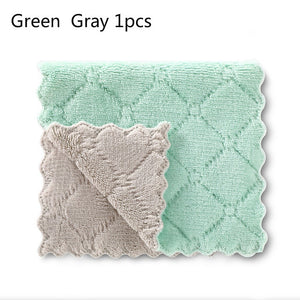 1/5pcs Is Cheaper Double-layer Absorbent Microfiber Kitchen Dish Cloth Non-stick Oil Household Cleaning Wiping Towel Kichen Tool